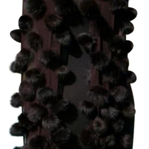 Cache Expresso Dark Brown Mink Fox Fur Wrap Shawl Scarf Top NWT $98 New - Picture 2 of 5